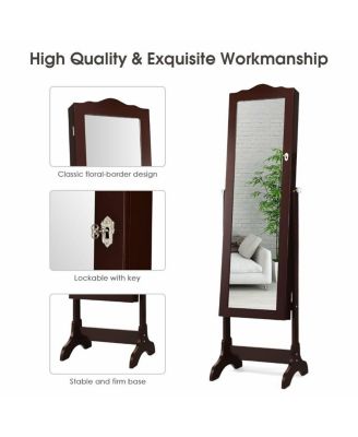 14 LED Jewelry Armoire Cabinet with Full Length Mirror and 4 Tilting Angles