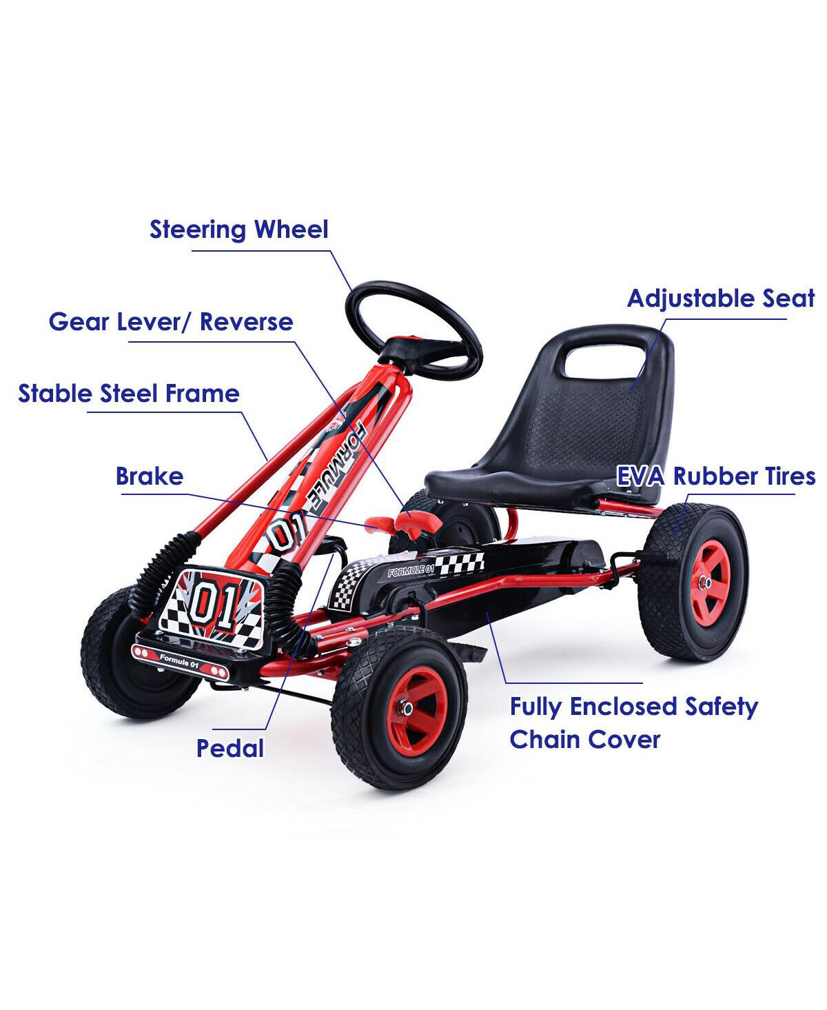 Costway 4 Wheels Kids Ride On Pedal Powered Bike Go Kart Racer Car Outdoor Play Toy