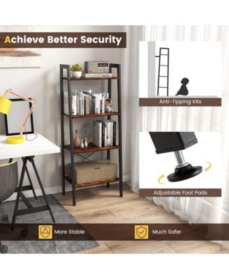 4-Tier Bookshelf Industrial Display Storage Shelf Plant Flower Stand Metal Frame