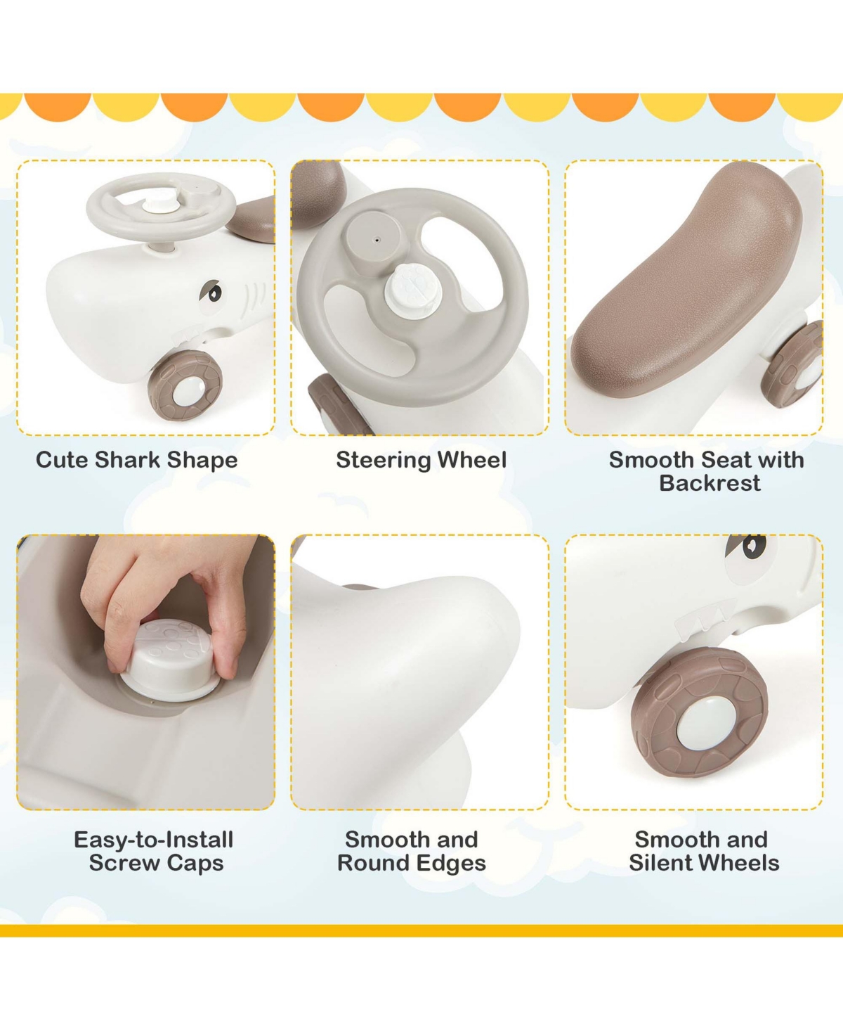 Costway Convertible Rocking Horse & Sliding Car with Detachable Balance Board