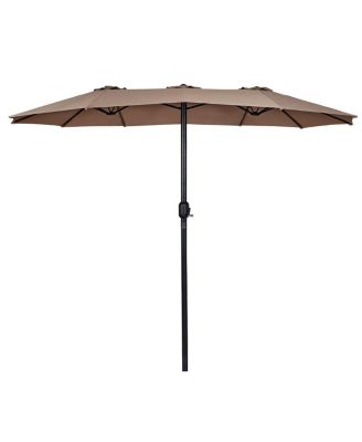 15' Market Outdoor Umbrella Double-Sided Twin Patio Umbrella with Crank