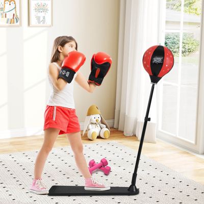 Kids Punching Bag w/Adjustable Stand Boxing Gloves Boxing Set