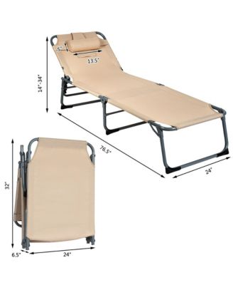 Foldable Lounge Chair Adjustable Folding Recliner Beach Patio