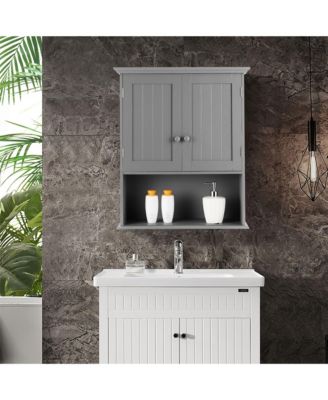 Wall Mount Bathroom Cabinet Storage Organizer Medicine Cabinet with 2-Doors and 1- Shelf Cottage Collection Wall Cabinet