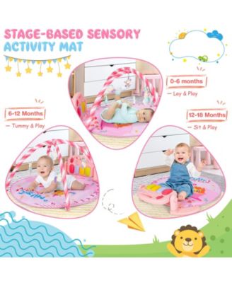 Baby Gym Baby Play Mat Piano Gym w/ 5 Hanging Sensory Toys