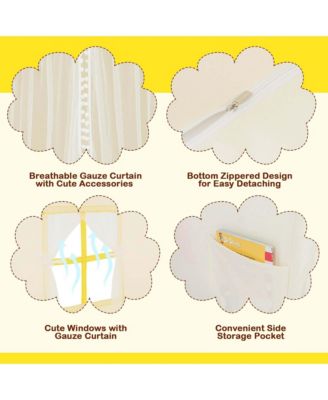 Large Play Tent Kids & Toddlers Playhouse with Washable Cotton Mat, Star Lights