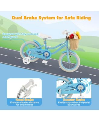 14" Kid's Bike with Training Wheels Adjustable Handlebar Seat Handbrake