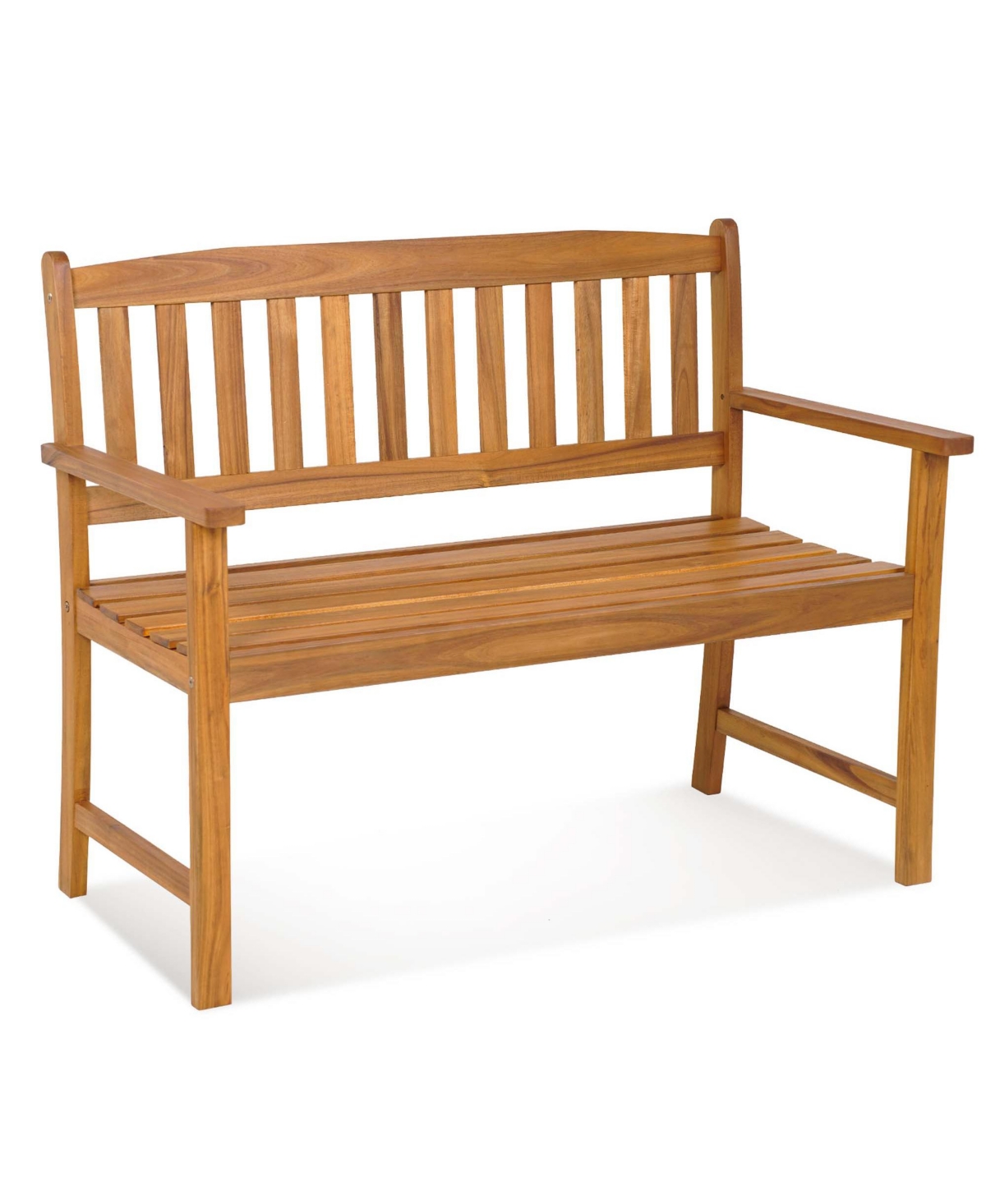Costway Patio Acacia Wood Bench 2-Person Slatted Seat Backrest