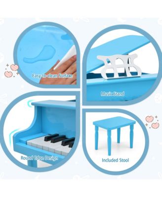 30-Key Classic Baby Grand Piano Toddler Toy Wood with Bench & Music Rack