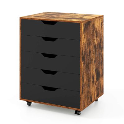 5 Drawer Chest Storage Dresser Floor Cabinet Organizer with Wheels