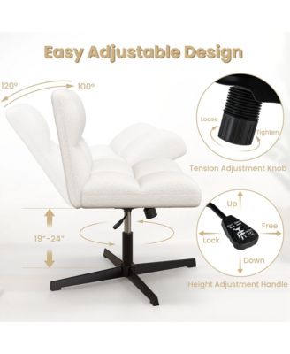 Cross Legged Office Chair Armless Office Desk Chair with Imitation Lamb Fleece