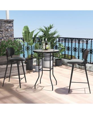 38'' Patio Round Counter Height Bar Table withTempered Glass Tabletop Poolside