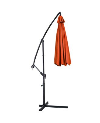 10 Ft Hanging Umbrella Patio Sun Shade Offset Outdoor Market Cross Base