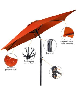 10FT Patio Umbrella Sunshade Market Steel Tilt W/ Crank Outdoor Yard Garden