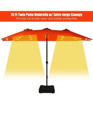 15Ft Patio Double-Sided Solar LED Market Umbrella Crank Base