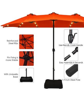 15Ft Patio Double-Sided Solar LED Market Umbrella Crank Base