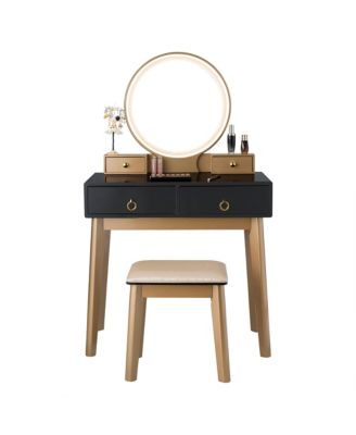 Makeup Vanity Table 3 Color Lighting Modes Jewelry Dressing