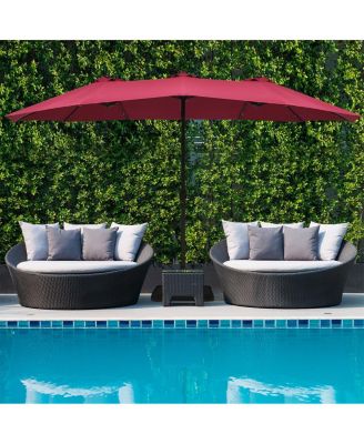 15Ft Patio Double-Sided Solar LED Market Umbrella Crank Base