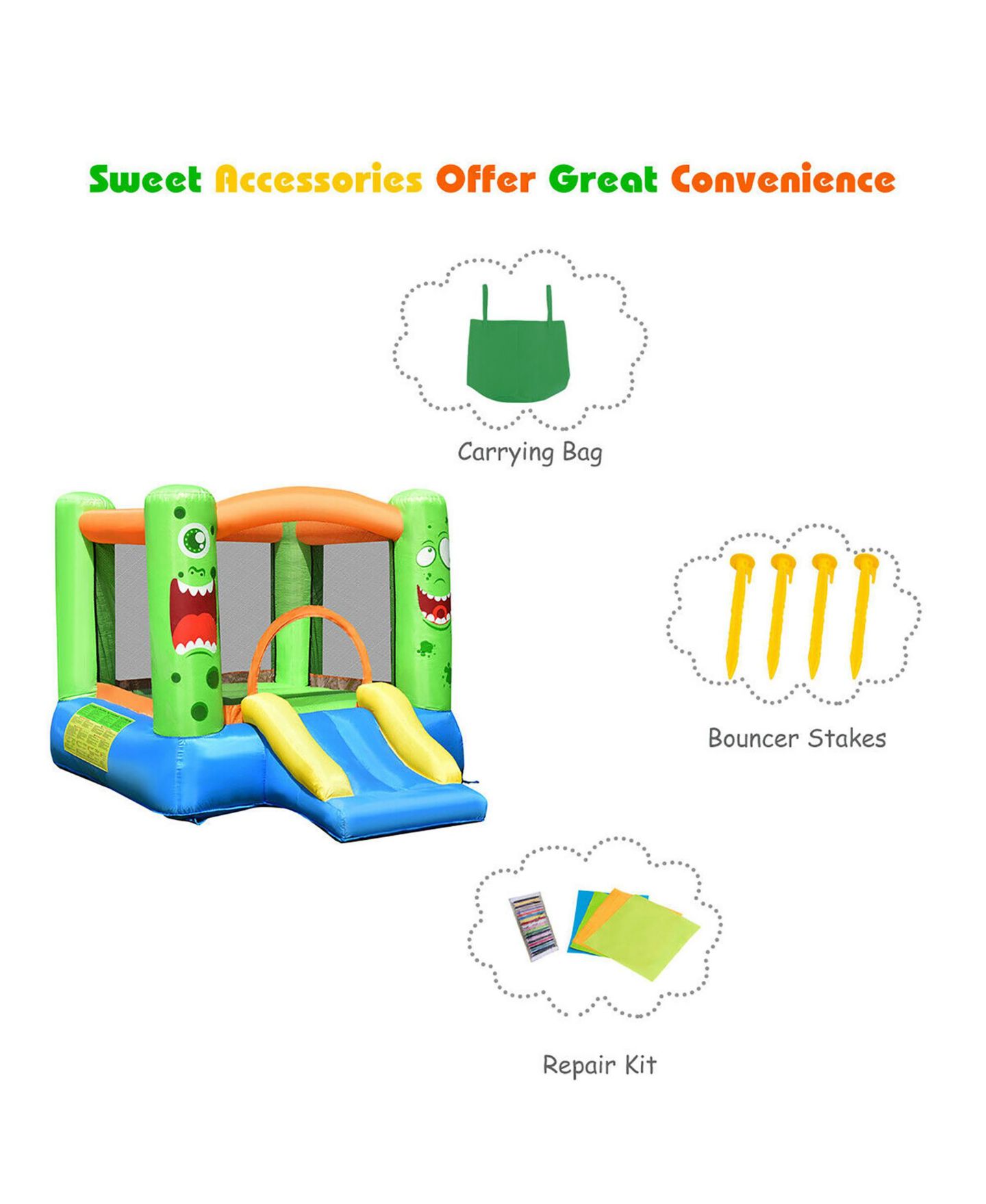 Детские игрушки Costway Jumper Castle Inflatable Bounce House with Slide & Basketball Hoop, 110"L x 83"W x 67"H, Ages 3+ — фото 10