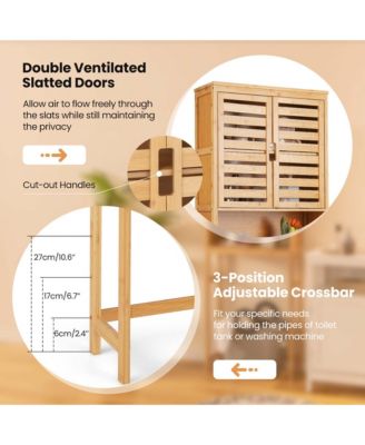 Over the Toilet Storage Cabinet Tall Bathroom Bamboo Shelf Organizer Space Saver