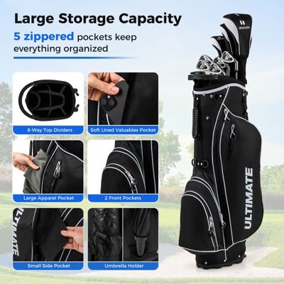 Men's Complete Golf Clubs Package Set 10 Pieces Includes Alloy Driver