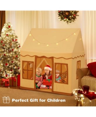 Kids Play Castle Tent Large Playhouse Toys Gifts with Star Lights Washable Mat