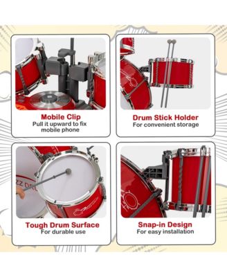 Jazz Drum Set for Toddler Kids Educational Toy w/Keyboard Cymbal