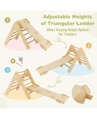 3-in-1 Kids Climber Set Toddler Wooden Play Arch with Sliding and Climbing Ramp