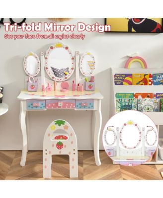 Kids Vanity Princess Makeup Dressing Table Chair Set