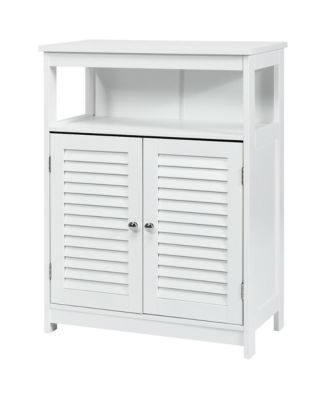 Bathroom Wood Storage Cabinet w/ Double Shutter Door