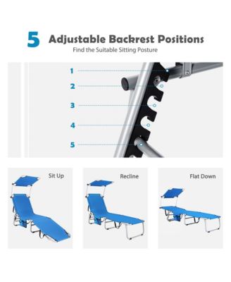Foldable Lounge Chair Outdoor Adjustable Beach Patio Pool Recliner