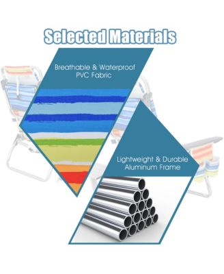 3PCS Folding Beach Chair and Table Set Outdoor Adjustable Reclining Chair