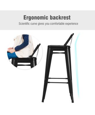 Set of 4 Metal Bar Stools 30'' Bar Height Barstools Industrial