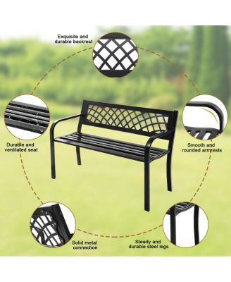 Patio Park Garden Bench Porch Path Chair Outdoor Deck Steel Frame