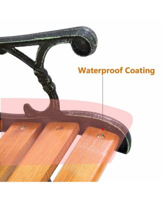 Park Garden Bench Porch Path Chair Furniture Cast Iron Hardwood