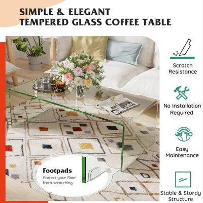 Tempered Glass Coffee Table Accent Cocktail Side Table Living Room Furniture