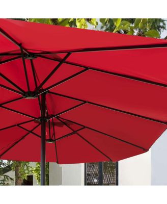 15' Market Outdoor Umbrella Double-Sided Twin Patio Umbrella with Crank