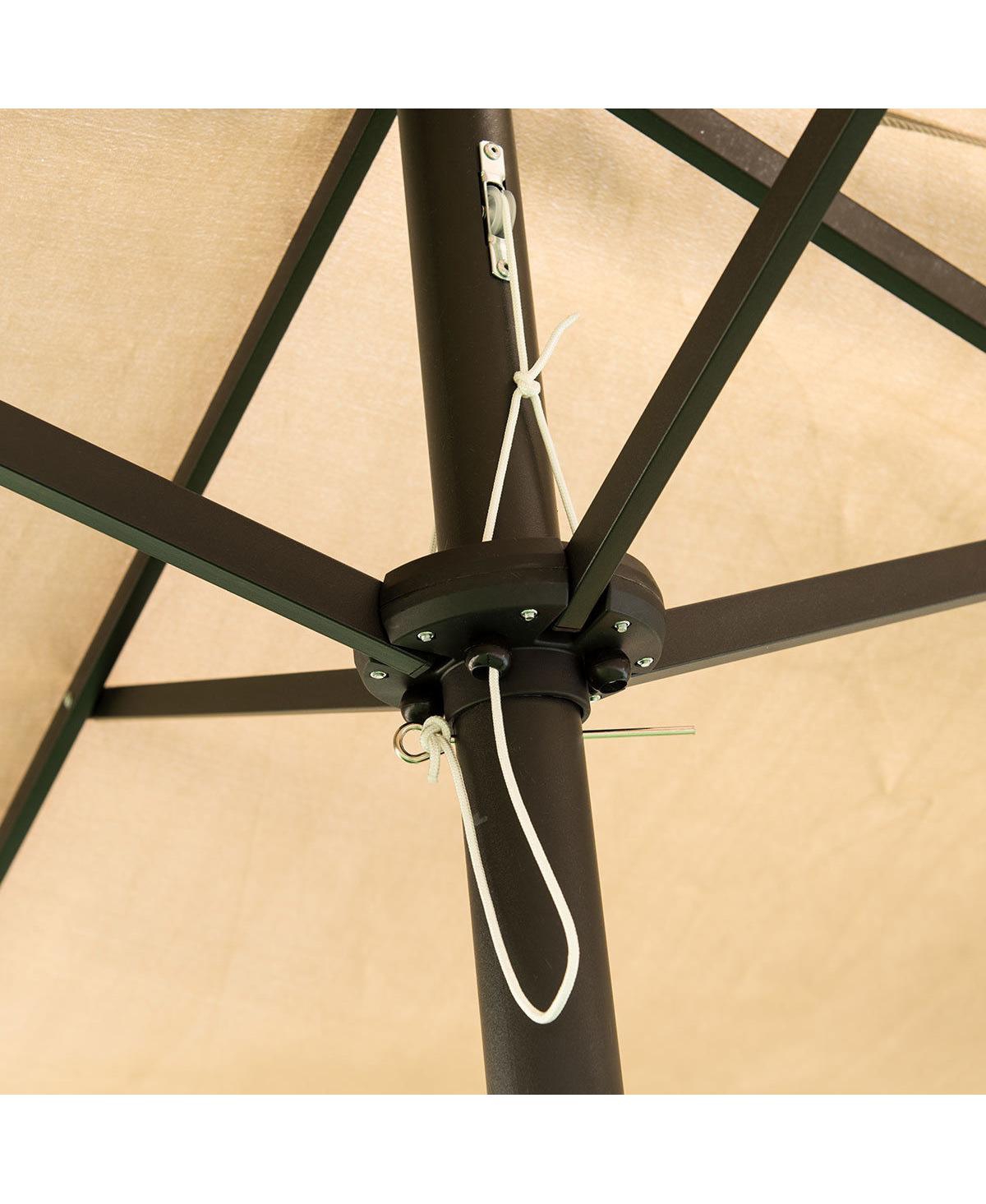 Costway Market Outdoor Umbrella Double-Sided Twin Patio Umbrella with Crank -khaki