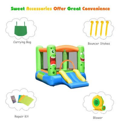 Kids Playing Inflatable Bounce House Jumping Castle Game Fun Slider 480W Blower