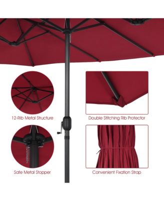 15FT Patio Double-Sided Umbrella Crank Outdoor Garden Market Sun Shade
