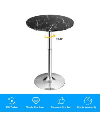Round Bistro Bar Table Height Adjustable 360-degree Swivel