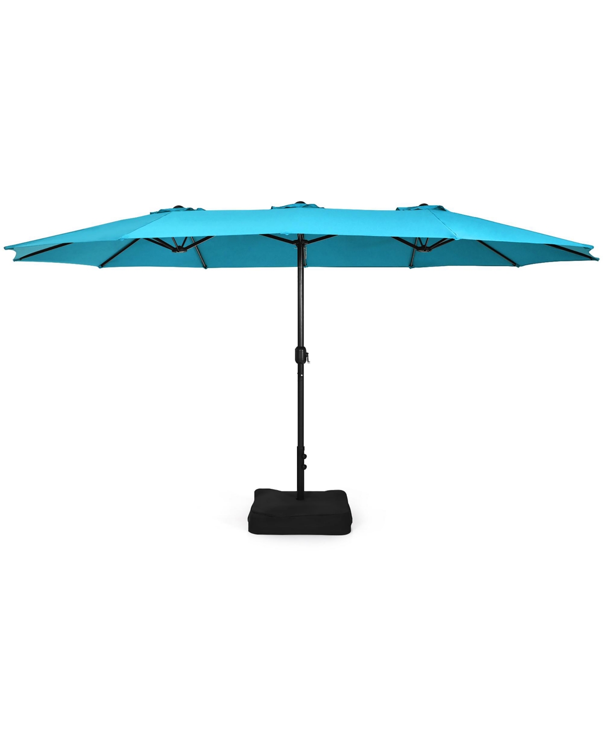 Costway 15FT Double-Sided Twin Patio Umbrella Outdoor Market W/ Crank & Base -Aqua