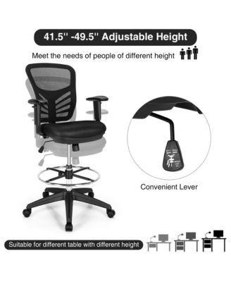 Mesh Drafting Chair Office Chair w/Adjustable Armrests & Foot-Ring