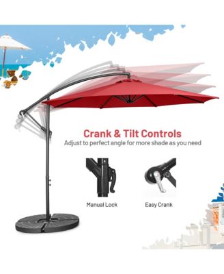 10 FT Patio Offset Umbrella w/8 Ribs Cross Base Tilt