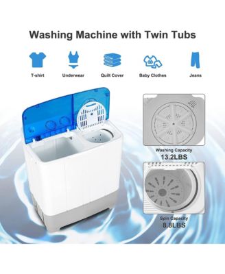 Portable Twin Tub Washing Machine Washer(13.2lbs) & Spinner (8.8lbs)