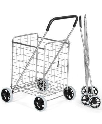 Folding Shopping Cart Utility Trolley Portable For Grocery Laundry Travel