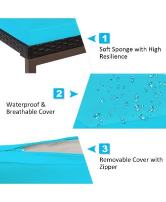 Patio Rattan Lounge Chair Recliner Back Adjustable Cushioned Garden