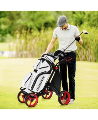 Folding 4 Wheels Golf Push Cart W/Bag Scoreboard Adjustable Handle
