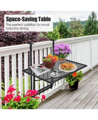 Folding Hanging Table Adjustable Balcony Railing Table Patio Deck