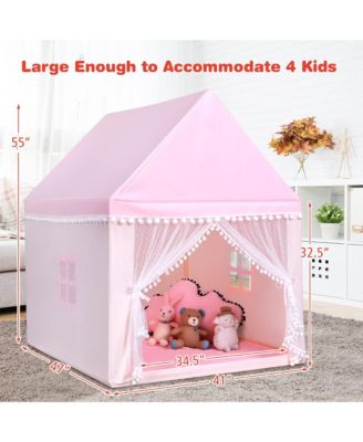 Kids Play Tent Large Playhouse Children Play Castle Fairy Tent Gift w/ Mat